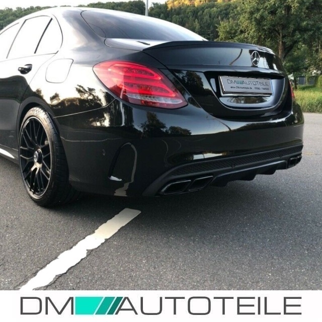 Diffusor Black +Set Pipes fits on Mercedes C-Class W205 Saloon 14