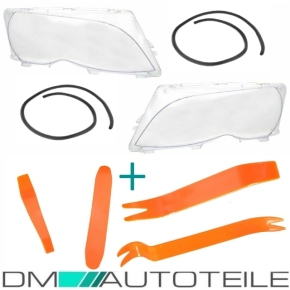 Scheinwerfer Glas SET + DICHTUNG + Montagematerial passt für BMW 3er E46 Limousine Touring