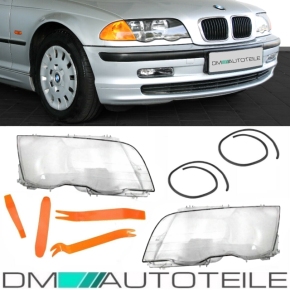 Scheinwerferglas SET + PVC Werkzeug passt für BMW E46 Limousine Touring 1998-01