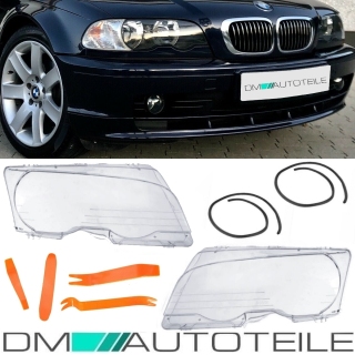 Scheinwerferglas SET + PVC Werkzeug passt für BMW E46 Coupe Cabrio  Vorfacelift 99-03