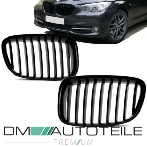 Set Performance Kidney Front Grille Black Gloss fits on all BMW 5-Series F07 GT up 08-17