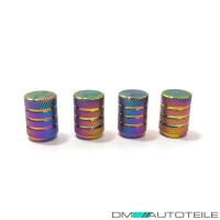 4 Ventilkappen Kappen SET Multicolor / Regenbogen eloxiert f