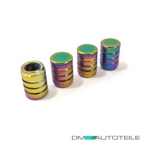 4 Ventilkappen Kappen SET Multicolor / Regenbogen eloxiert f