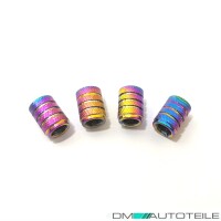 4 Ventilkappen Kappen SET Multicolor / Regenbogen eloxiert f