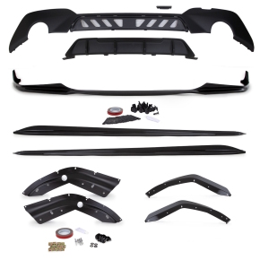 Sport-Performance Black Gloss Front Spoiler+ Rear Diffusor + Side Skirts Blades fits on BMW 3-Series G20 G21 M-Sport