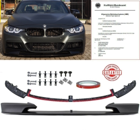 Performance Frontspoiler / Frontlippe für BMW 3er F30 / F31 mit M-Paket in Schwarz Matt mit ABE