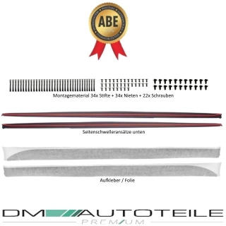 Performance Seitenschweller Ansatz für BMW F30 F31 M-Paket +Folie Schwarz mit ABE