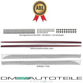 Performance Seitenschweller Ansatz für BMW F30 F31 M-Paket +Folie Schwarz mit ABE