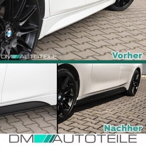 Performance Seitenschweller Ansatz für BMW F30 F31 M-Paket +Folie Schwarz mit ABE