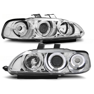 Scheinwerfer Angel Eyes LED chrom passt für Honda Civic Coupe/3-Türer ab 91-95