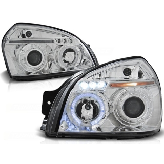 Scheinwerfer Angel Eyes LED chrom passt für Hyundai Tucson ab 2004 - 2010