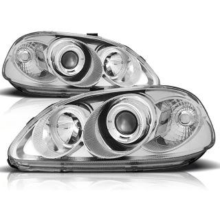 Scheinwerfer Angel Eyes LED chrom passt für Honda Civic ab 1995 - 1999