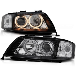 Xenon Angel Eyes Scheinwerfer Set Schwarz D2S/H7 für Audi A6 4B Facelift ab 2001