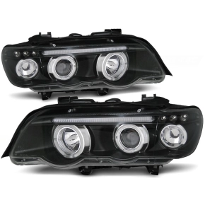 LED Angel Eyes Scheinwerfer Set Schwarz H1/H1 für...