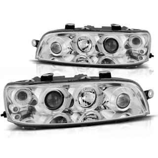 Scheinwerfer Angel Eyes LED chrom passt für Fiat Punto 2 ab 1999 - 2003