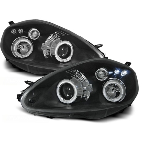 Scheinwerfer Angel Eyes LED schwarz passt für Fiat Grande Punto ab 2005 - 2008