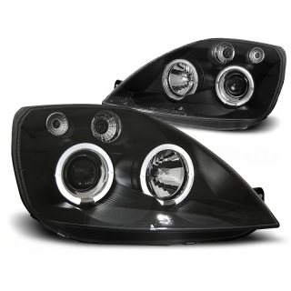 Scheinwerfer Angel Eyes LED schwarz passt für Ford Fiesta MK6 ab 2002 - 2005