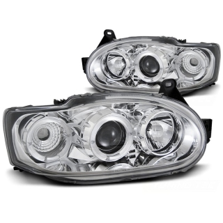 Scheinwerfer Angel Eyes LED chrom passt für Ford Escort MK7 ab 1995 - 2000