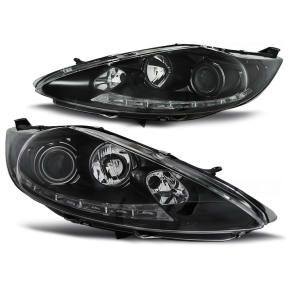 Scheinwerfer Tagfahrlicht Design LED schwarz passt für Ford Fiesta MK7 ab 08-12