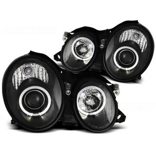 Scheinwerfer Angel Eyes LED schwarz passt für Mercedes Benz CLK W208 ab 97-02