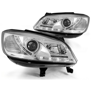 Scheinwerfer Tagfahrlicht Design LED chrom passt für Opel Zafira A ab 99-06