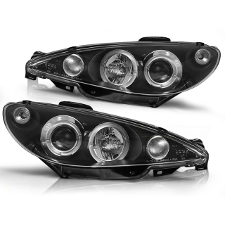 Scheinwerfer Angel Eyes LED schwarz passt für Peugeot 206 ab 2002 - 2014