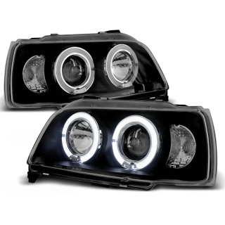 Scheinwerfer Angel Eyes LED schwarz passt für Renault Clio 1 ab 1990 - 1995