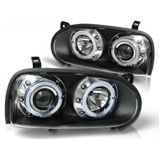 Scheinwerfer Angel Eyes LED schwarz passt für VW Golf 3 ab 1991 - 1997