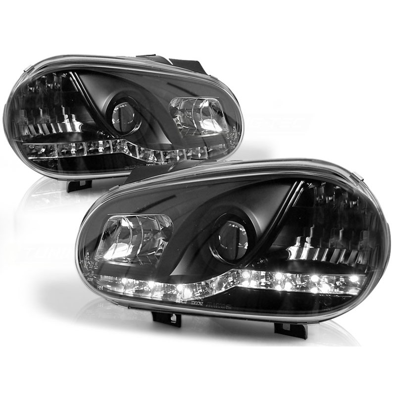 Scheinwerfer Tagfahrlicht Design LED schwarz passt für VW Golf 4