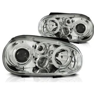 Scheinwerfer Angel Eyes LED+NSW chrom passt für VW Golf 4 ab 1997 - 2003