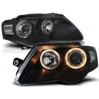 Scheinwerfer Angel Eyes LED schwarz passt für VW Passat 3C (B6) ab 2005 - 2010