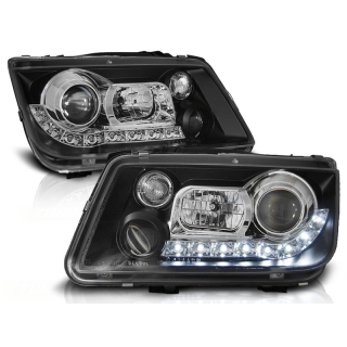 Scheinwerfer Tagfahrlicht Design LED schwarz passt für VW Bora ab 1998 - 2005