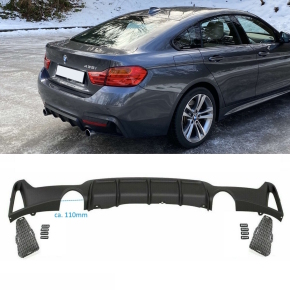 Sport-Performance Heck-Diffusor / Ansatz für BMW F32 / F33 / F36 mit M-Paket in Schwarz Matt mit ABE