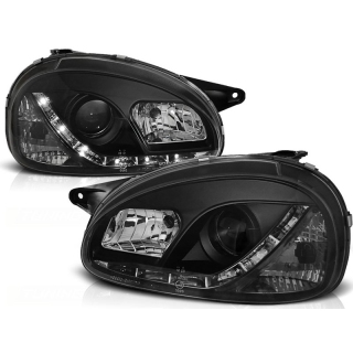 Scheinwerfer Tagfahrlicht LED schwarz passt für Opel Corsa B ab 1993 - 2000
