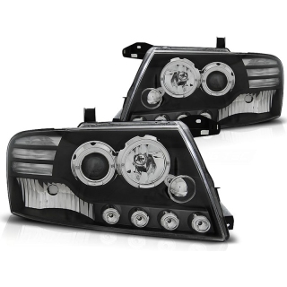 Scheinwerfer Angel Eyes LED schwarz passt für Mitsubishi Pajero V60 ab 2000-2006