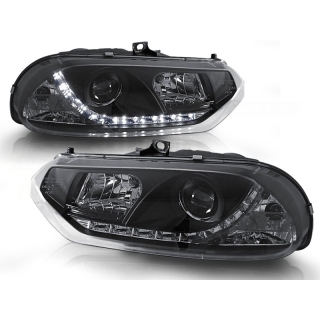 LED Tagfahrlicht H1/H1 Scheinwerfer Set Schwarz für ALFA ROMEO 156 ab 97-03