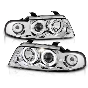 LED Angel Eyes Scheinwerfer Set H1/H1 Chrom für Audi A4 B5 ab 94-98