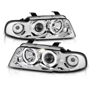 LED Angel Eyes Scheinwerfer Set H1/H1 Chrom für Audi...