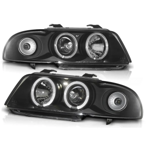 LED Angel Eyes Scheinwerfer Set H1/H1 Schwarz für...