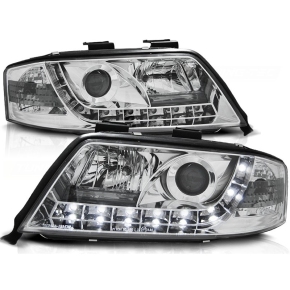 LED Tagfahrlicht Design Scheinwerfer Set Chrom H1/H1 für Audi A6 4B 97-01