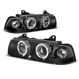 Scheinwerfer Angel Eyes LED schwarz passt für BMW 3er E36 ab 1990 - 1999