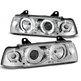 Scheinwerfer Angel Eyes LED chrom passt für BMW 3er E36 Coupe/Cabrio ab 90-99