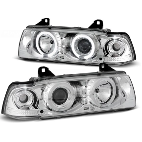 Scheinwerfer Angel Eyes LED chrom passt für BMW 3er...