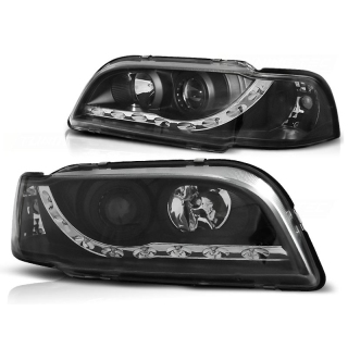 Scheinwerfer Tagfahrlicht Design LED schwarz passt für Volvo S40 / V40 ab 96-00