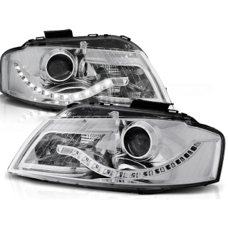 LED Tagfahrlicht Scheinwerfer Set Chrom H9 Bi-Halogen für Audi A3 8P 03-08