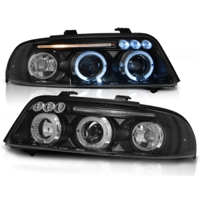 LED Angel Eyes Scheinwerfer Set H1/H1 Schwarz für Audi A4 B5 Facelift ab 1999