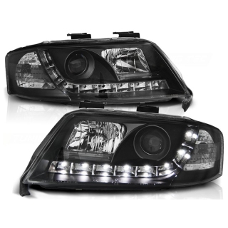 LED Tagfahrlicht Scheinwerfer Set H1/H1 Schwarz für Audi A6 4B Facelift ab 2001