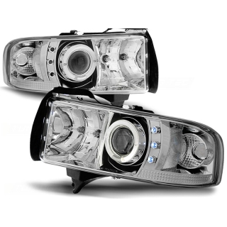 Scheinwerfer Angel Eyes LED chrom passt für Dodge RAM ab 1994 - 2001