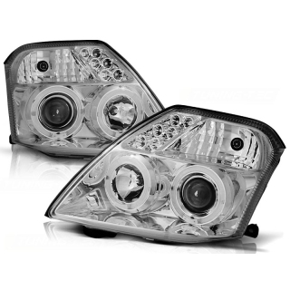 Scheinwerfer Angel Eyes LED chrom passt für Citroen C2 ab 2003 - 2010