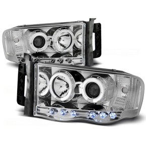 Scheinwerfer Angel Eyes LED chrom passt für Dodge RAM ab 2002 - 2006